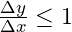 \frac{\Delta y}{\Delta x} \leq 1