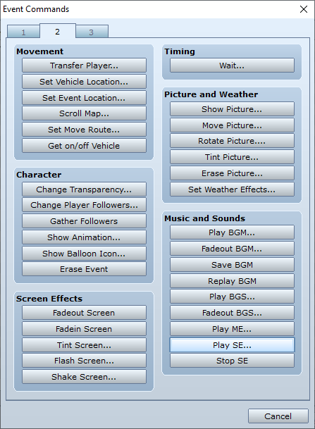Komenda Play SE w eventach VX Ace