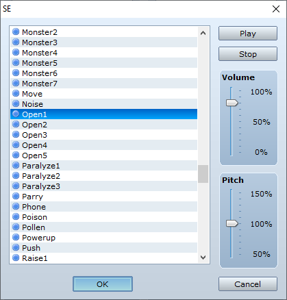 Okienko Play SE w RPG Makerze VX Ace